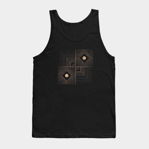 Gold Geometric Glyph Mandala 24 Tank Top by Holy Rock Design